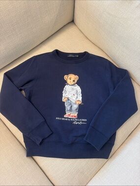 Ralph Lauren Polo Bear Sweatshirt Navy Blue Crewneck Small